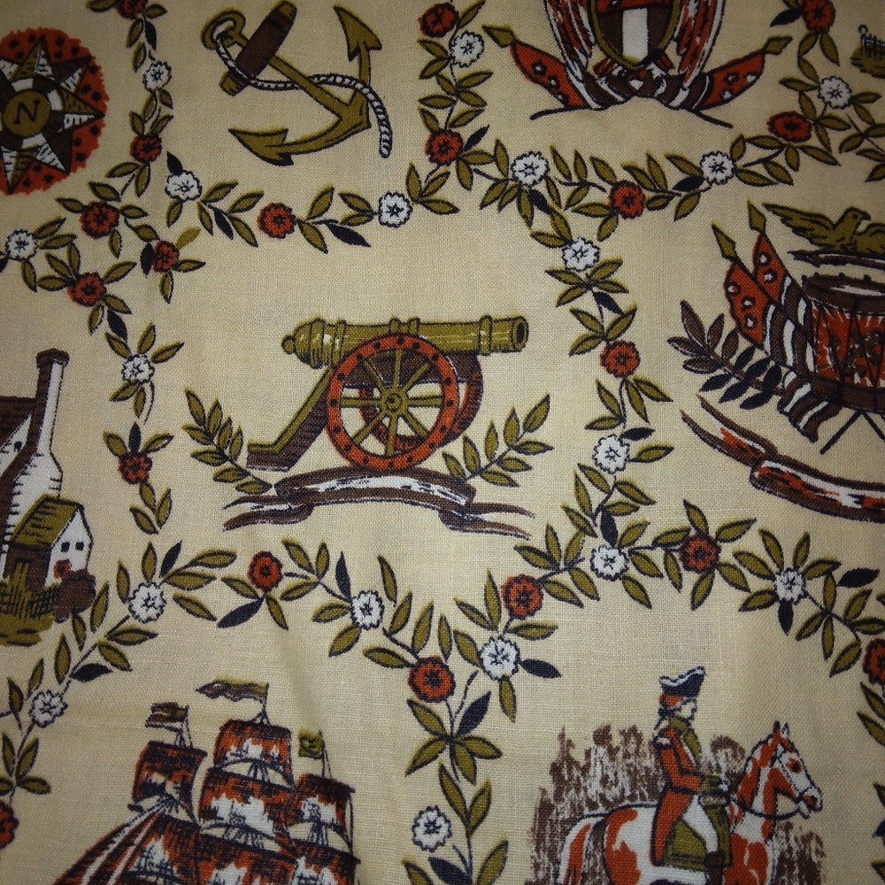 FABRIC Charming Vintage Americana Print Fabric, 4 yd x 36 in - Picture 4 of 8